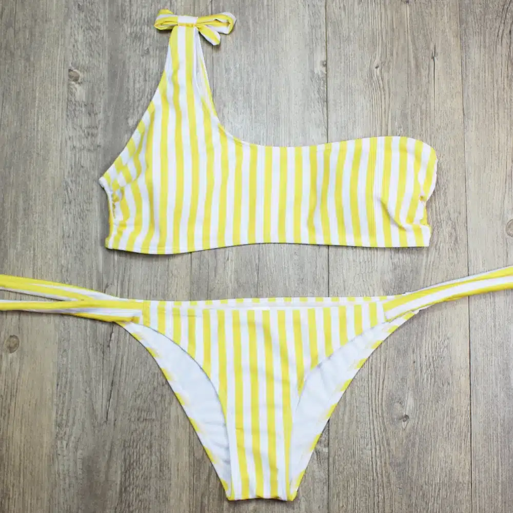 P&j 2018 Sexy One Shoulder Bikini two pieces swimsuit female Swimwear Women Bikini Set Bathing Suit swim biquini 25