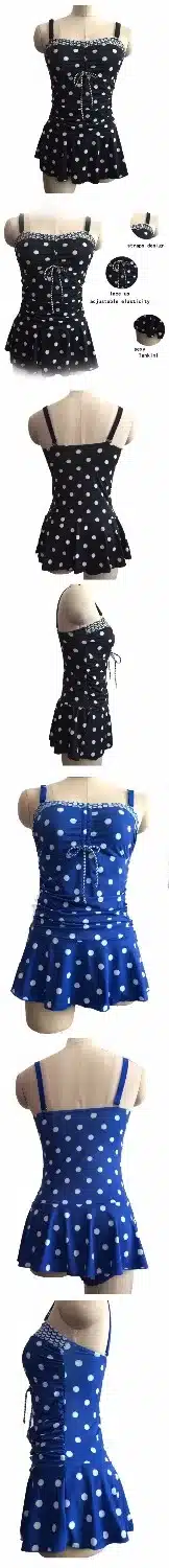 Dots Print Swimwear Brazilian Monokini Skirt Swimsuit Women Bodysuit Plus Size Swimsuit 2017 Vintage Retro Bathing Suit bikinis 15