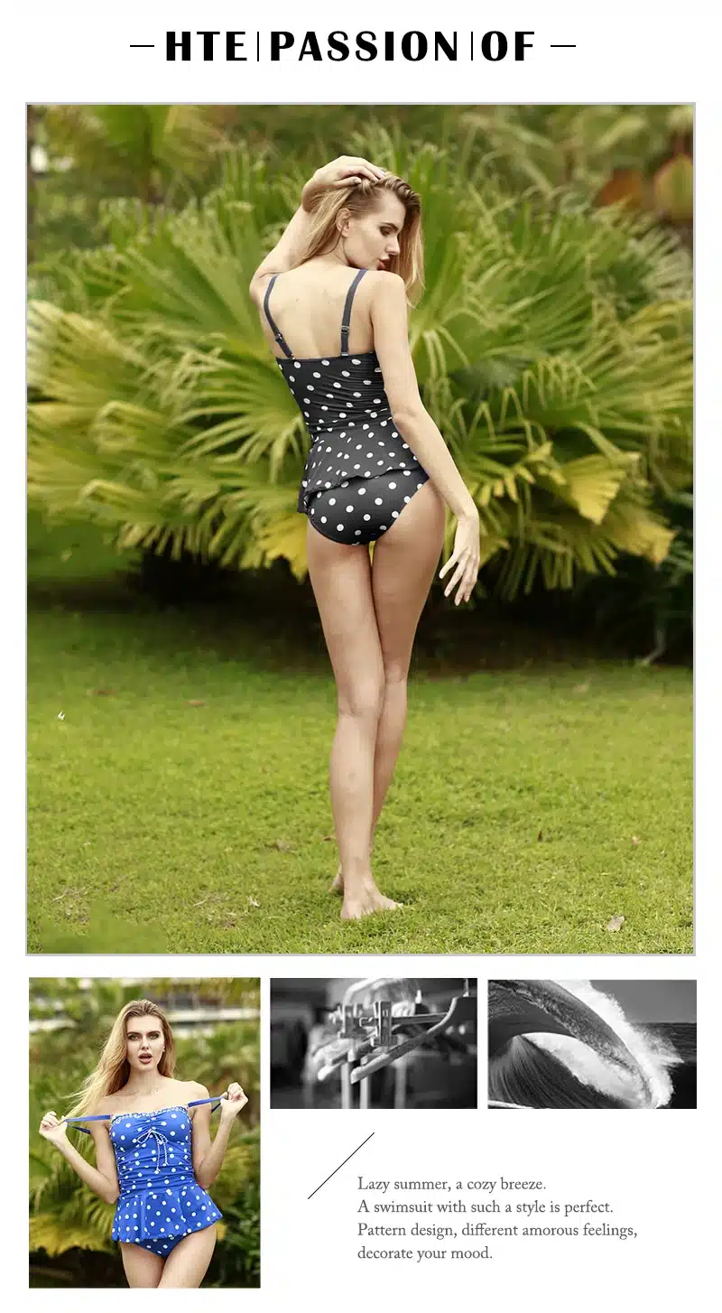 Dots Print Swimwear Brazilian Monokini Skirt Swimsuit Women Bodysuit Plus Size Swimsuit 2017 Vintage Retro Bathing Suit bikinis 17
