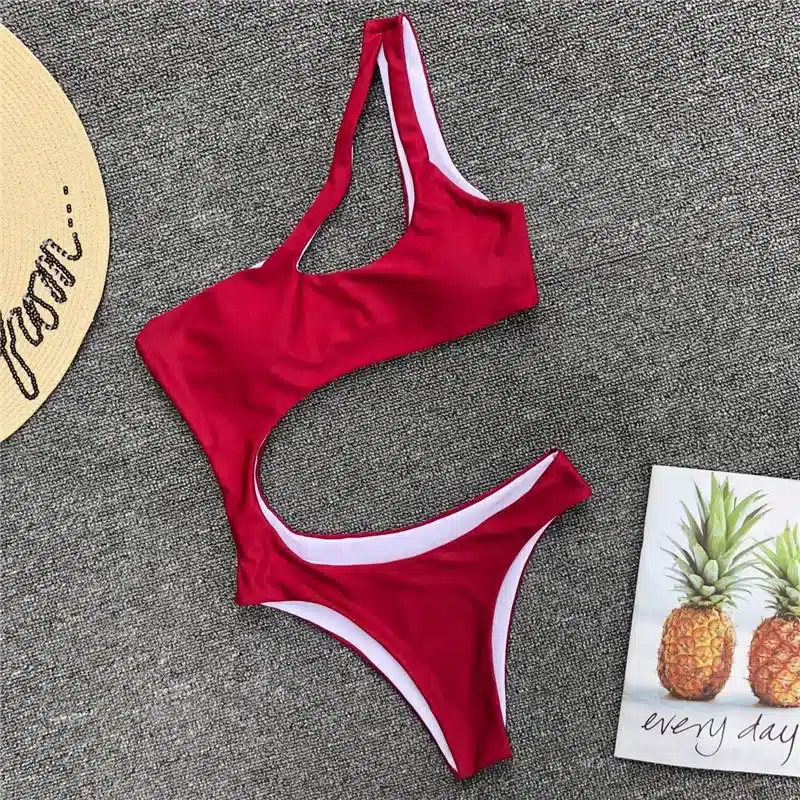 Swimwear Women 2019 New One Piece Solid Swimsuit Sexy High Cut Monokini Hollow Out Biquini One Shoulder Bathing Suit 3479 19