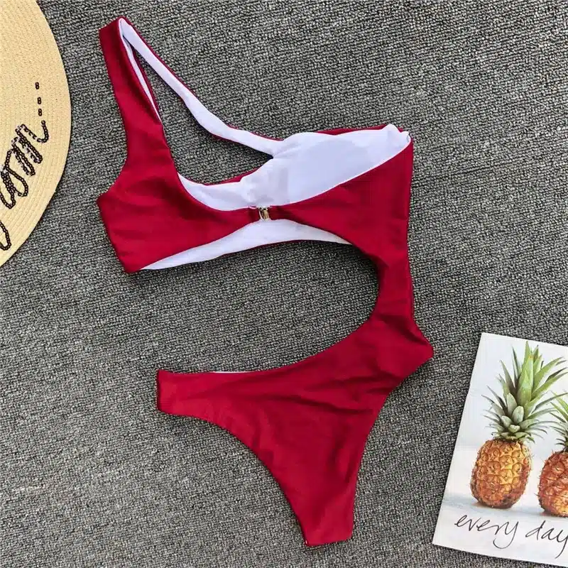 Swimwear Women 2019 New One Piece Solid Swimsuit Sexy High Cut Monokini Hollow Out Biquini One Shoulder Bathing Suit 3479 20