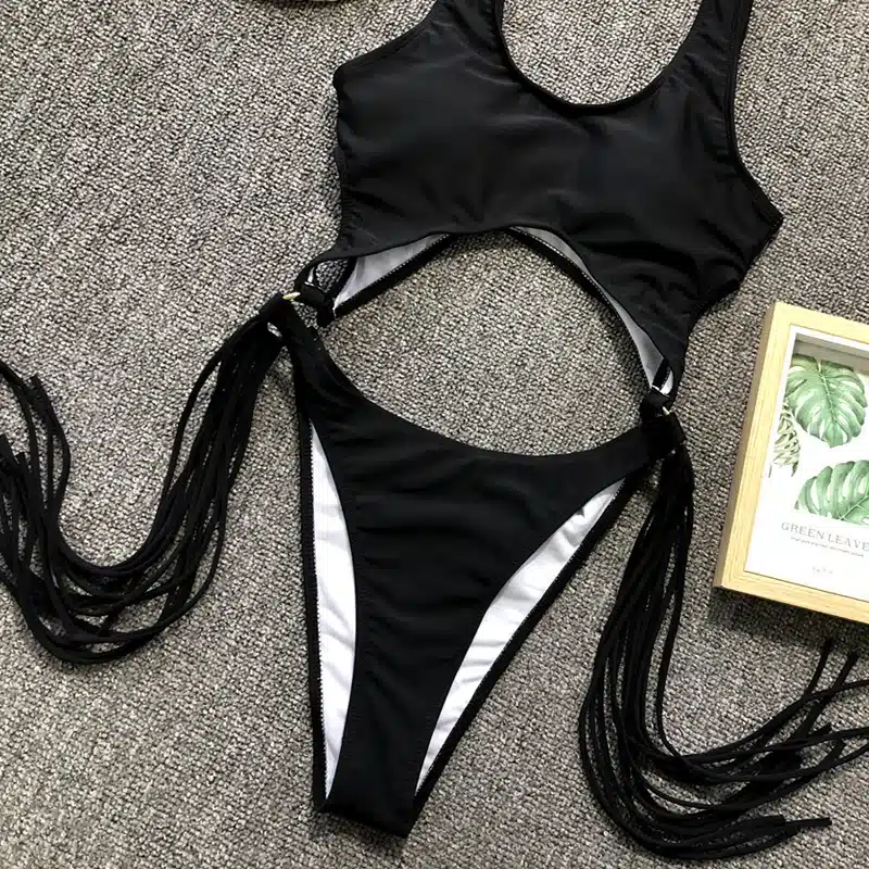 Swimsuit 2019 One Piece Swimsuit Patchwork Swimwear Women One Piece Tassel Monokini Piecework Women's Swimming Suit Bathing Suit 40