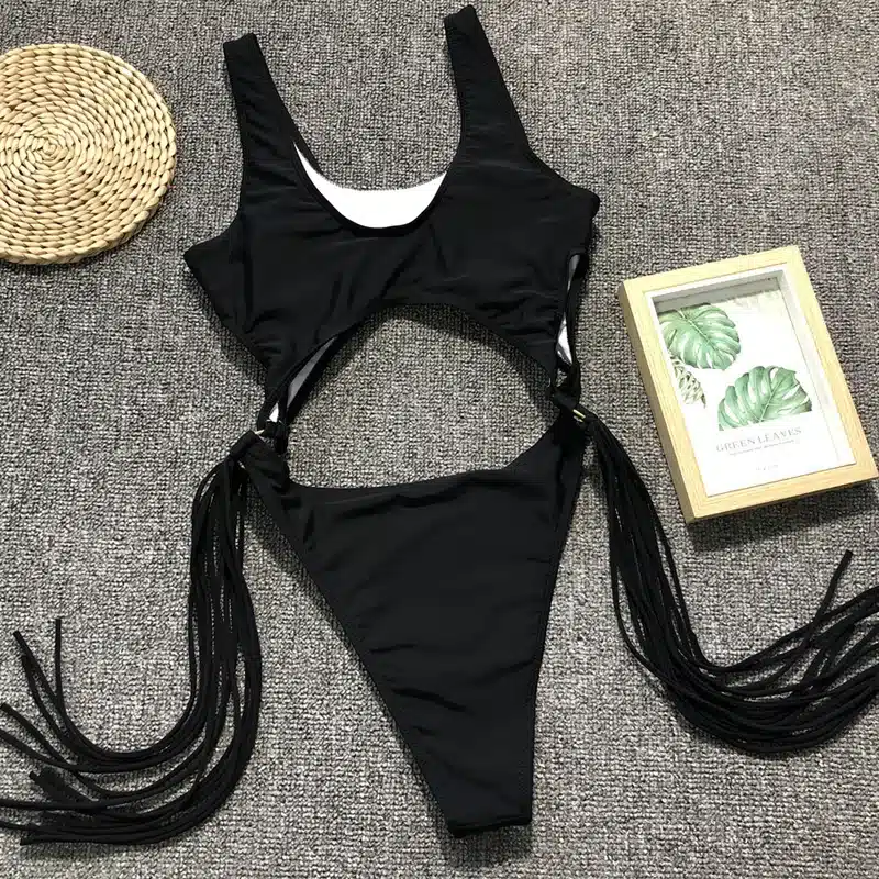 Swimsuit 2019 One Piece Swimsuit Patchwork Swimwear Women One Piece Tassel Monokini Piecework Women's Swimming Suit Bathing Suit 41