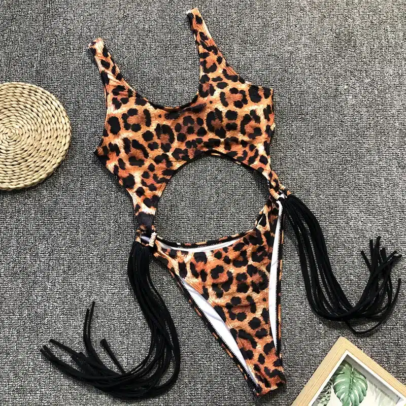 Swimsuit 2019 One Piece Swimsuit Patchwork Swimwear Women One Piece Tassel Monokini Piecework Women's Swimming Suit Bathing Suit 49