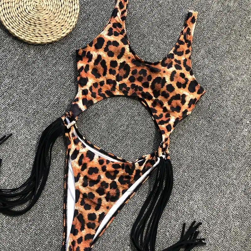 Swimsuit 2019 One Piece Swimsuit Patchwork Swimwear Women One Piece Tassel Monokini Piecework Women's Swimming Suit Bathing Suit 50