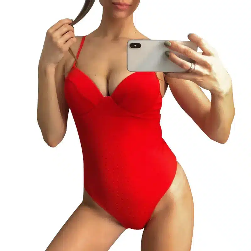 INGAGA New 2019 Sexy One Piece Swimsuit Push Up Swimwear Women High Cut Swimsuits Solid Strap Bathing Suit Beachwear 12