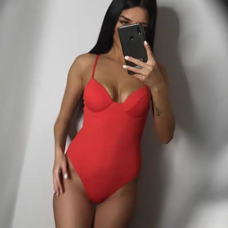 INGAGA New 2019 Sexy One Piece Swimsuit Push Up Swimwear Women High Cut Swimsuits Solid Strap Bathing Suit Beachwear 14