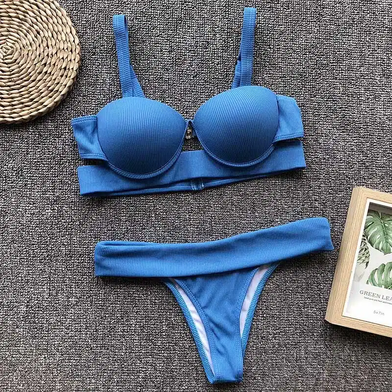 INGAGA New 2019 Sexy One Piece Swimsuit Push Up Swimwear Women High Cut Swimsuits Solid Strap Bathing Suit Beachwear 31