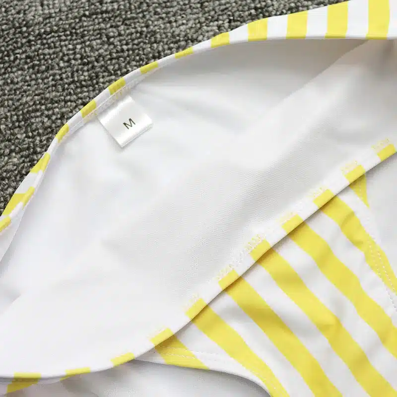 PLAVKY 2019 Retro Sexy Yellow Striped Strapless Bandeau Biquini Cut High Waist Swim Bathing Suit Swimsuit Swimwear Women Bikini 22