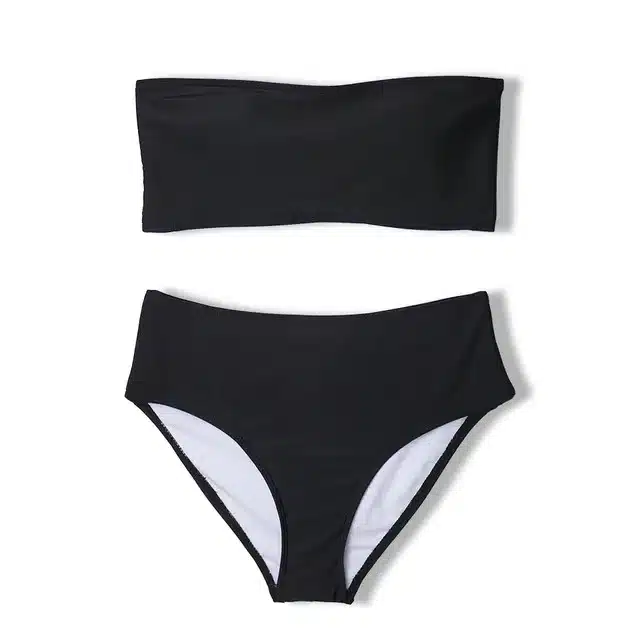 PLAVKY 2019 Retro Sexy Yellow Striped Strapless Bandeau Biquini Cut High Waist Swim Bathing Suit Swimsuit Swimwear Women Bikini 27