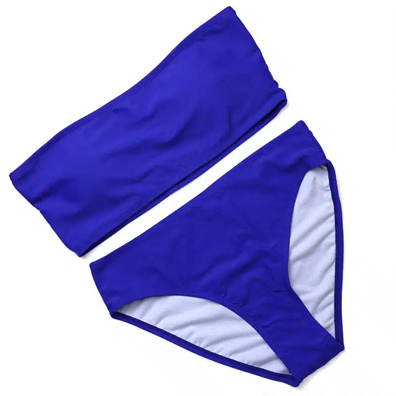 PLAVKY 2019 Retro Sexy Yellow Striped Strapless Bandeau Biquini Cut High Waist Swim Bathing Suit Swimsuit Swimwear Women Bikini 29