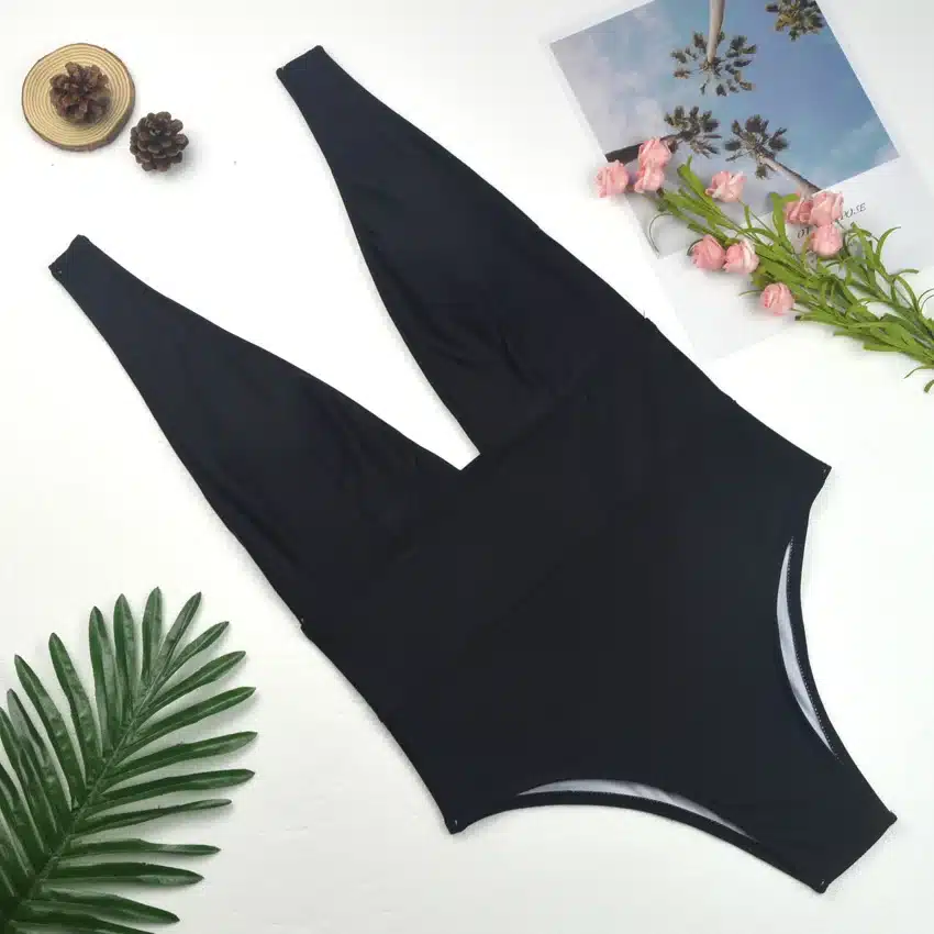Thong 2019 Sexy One Piece Swimsuit Solid Female Black Swimwear Women Backless White Brazilian Monokini Bathing Suit XL 35