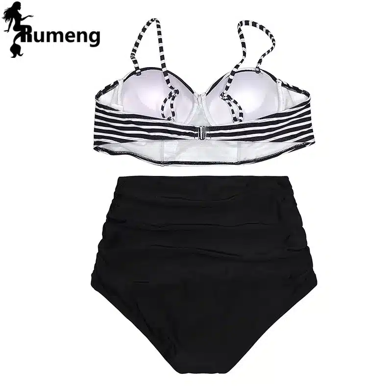 RUMENG Bikini Set Bandeau Black Bikinis Push up Swimsuit High Waist Plus Size Swimwear Women Suits Biquini 2019 New bikini 9