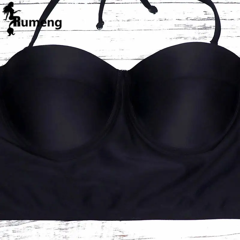 RUMENG Bikini Set Bandeau Black Bikinis Push up Swimsuit High Waist Plus Size Swimwear Women Suits Biquini 2019 New bikini 13