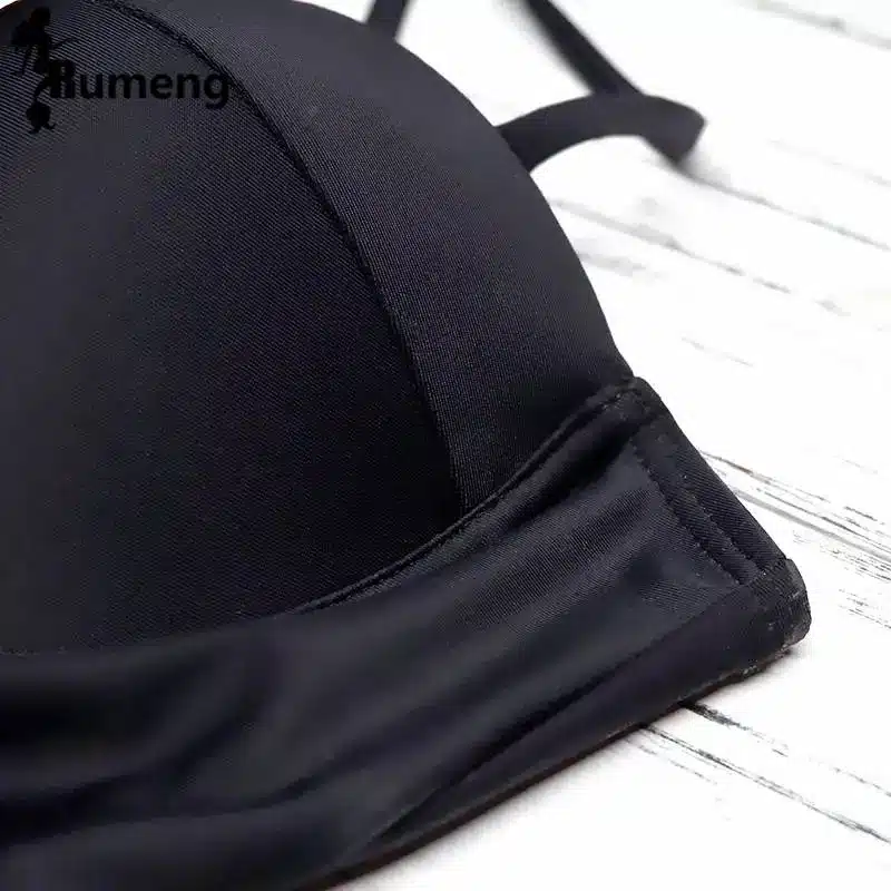 RUMENG Bikini Set Bandeau Black Bikinis Push up Swimsuit High Waist Plus Size Swimwear Women Suits Biquini 2019 New bikini 14