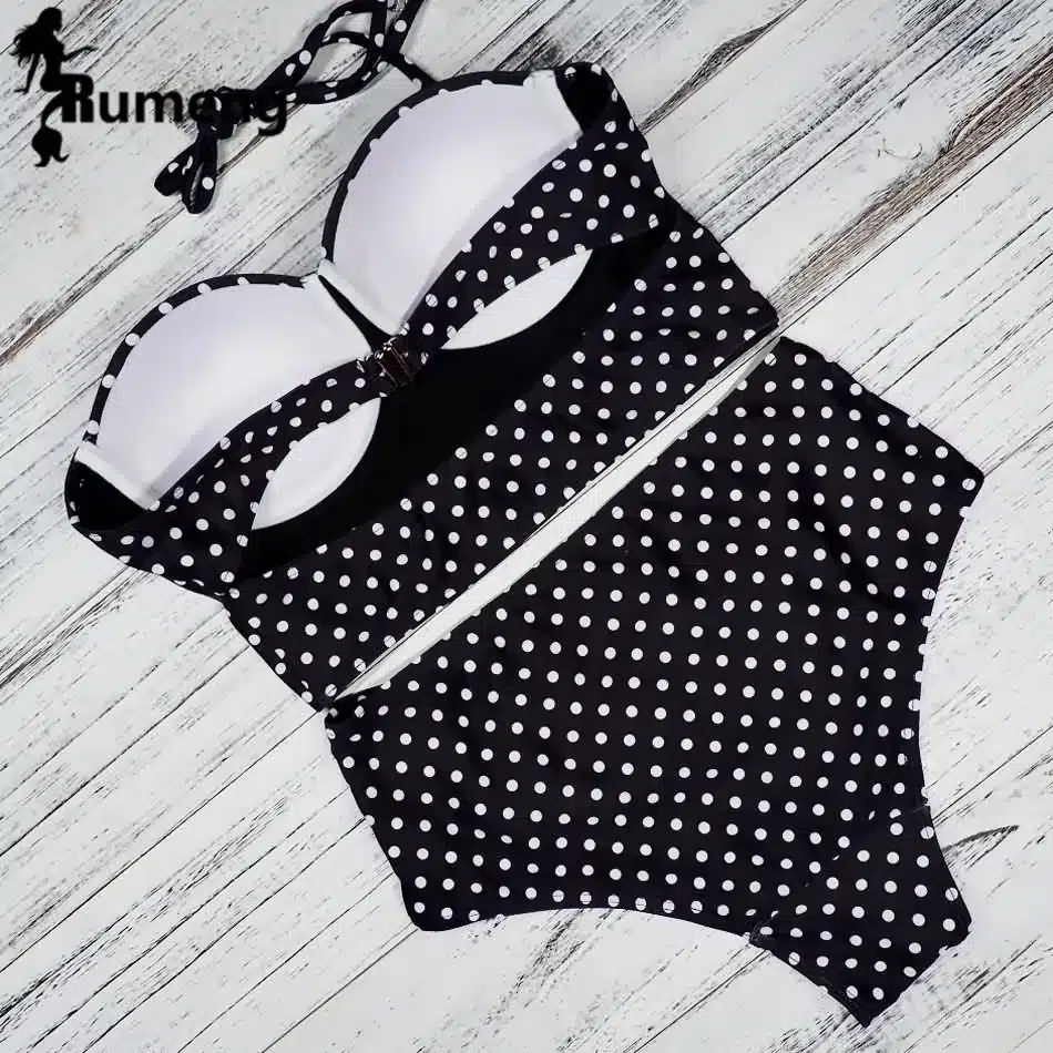 RUMENG Bikini Set Bandeau Black Bikinis Push up Swimsuit High Waist Plus Size Swimwear Women Suits Biquini 2019 New bikini 22