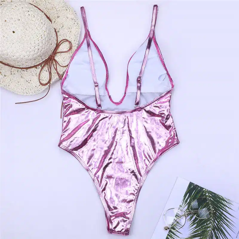 NIDALEE Deep V Women Swimwear One Piece Swimsuit Monokini Backlace Push Up Bikini Beachwear Bathing Suit Female Bronzing B 25