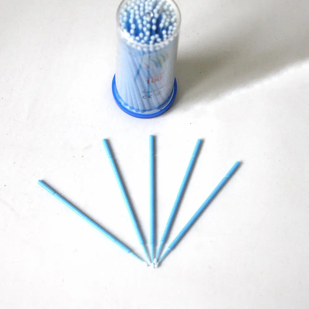 100pcs Plastic Dental Disposable Teeth Cleaning Micro Applicator Brush Bendable Eyelash extension lint free micro brush With Box 12