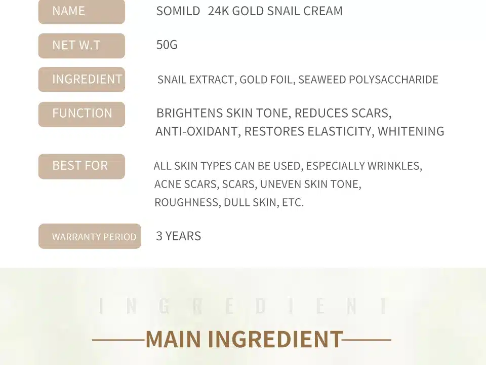 SOMILD 24K Gold Face Cream Snail Essence Anti Aging Skin Care Wrinkle Blemish Remove Korean Cosmetics Eye Cream Facial Whitening 13