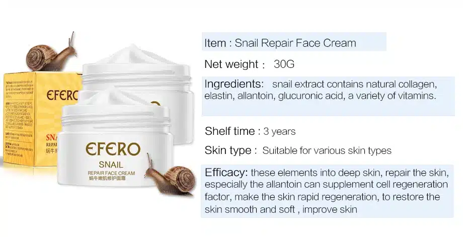 efero Snail Cream Moisturizing Face Cream for Snail Repair Anti Aging Essence Face Whitening Cream Wrinkles Firming Skin Care 11