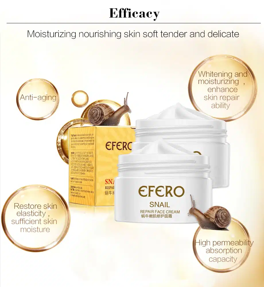 efero Snail Cream Moisturizing Face Cream for Snail Repair Anti Aging Essence Face Whitening Cream Wrinkles Firming Skin Care 12