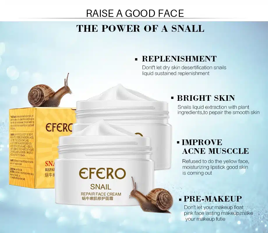 efero Snail Cream Moisturizing Face Cream for Snail Repair Anti Aging Essence Face Whitening Cream Wrinkles Firming Skin Care 13