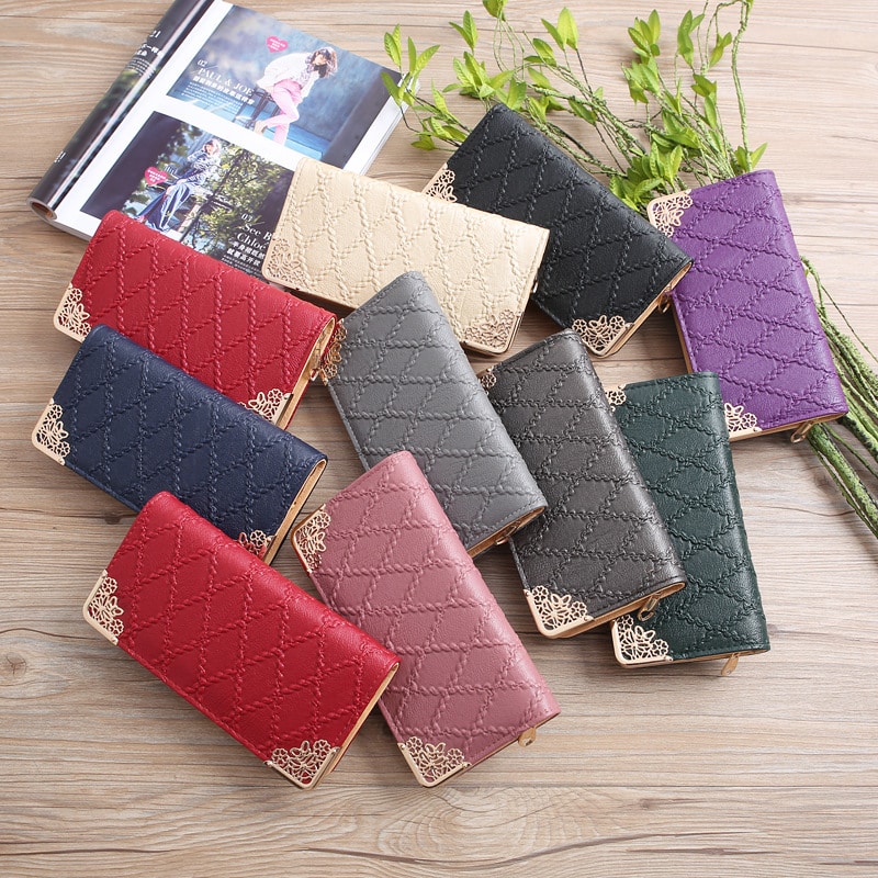 2019 New Girl Purse Black Korean Women's Wallet Long Fashion Clutch Bag Diamond Buckle Wallet Card Bags Evening Bag Wallets Men 7