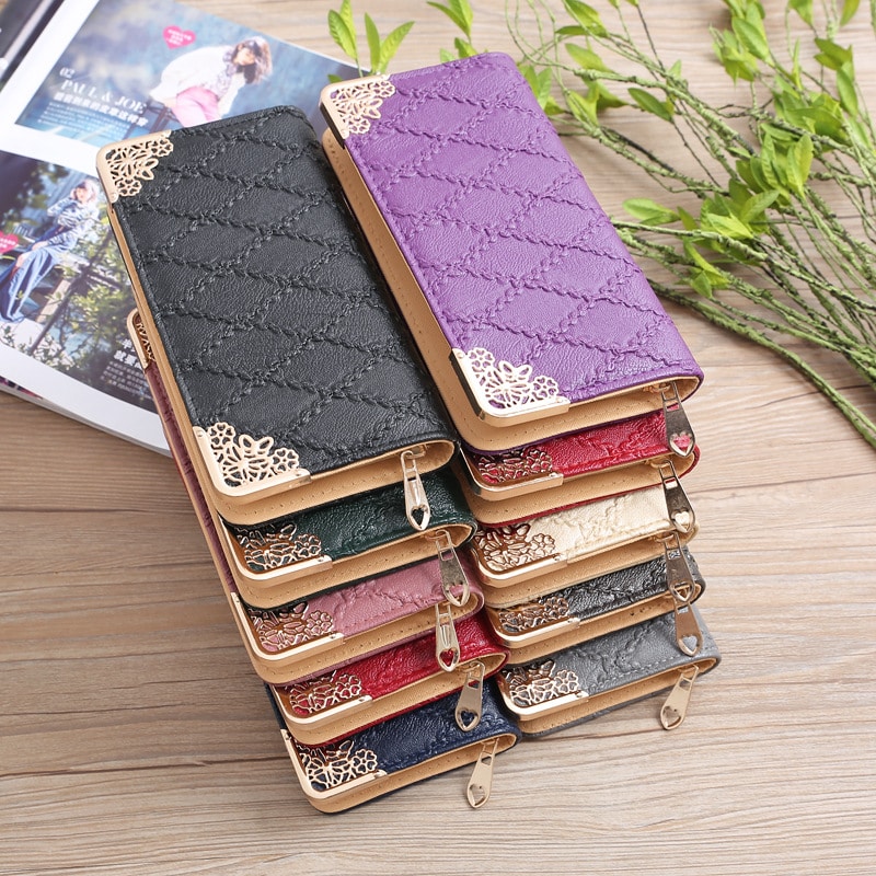 2019 New Girl Purse Black Korean Women's Wallet Long Fashion Clutch Bag Diamond Buckle Wallet Card Bags Evening Bag Wallets Men 8