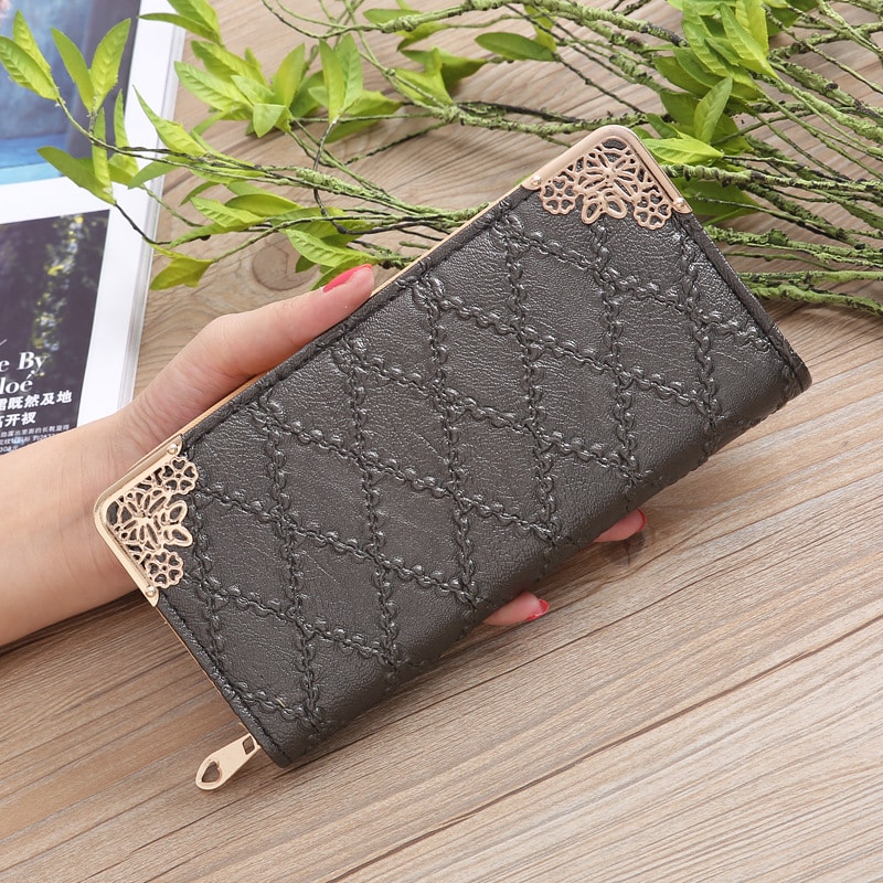 2019 New Girl Purse Black Korean Women's Wallet Long Fashion Clutch Bag Diamond Buckle Wallet Card Bags Evening Bag Wallets Men 12