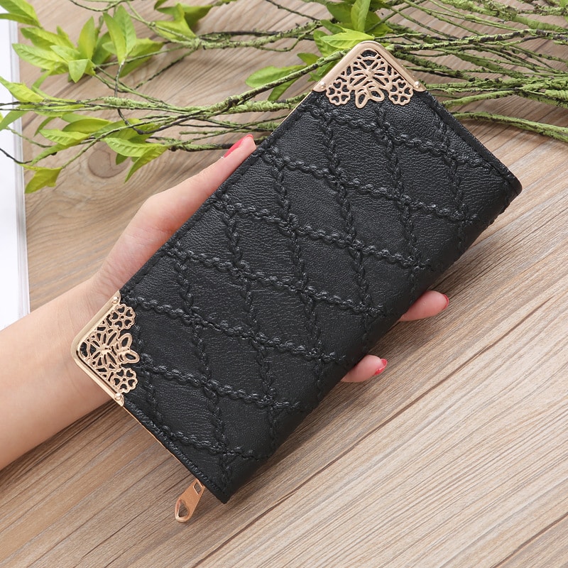 2019 New Girl Purse Black Korean Women's Wallet Long Fashion Clutch Bag Diamond Buckle Wallet Card Bags Evening Bag Wallets Men 14