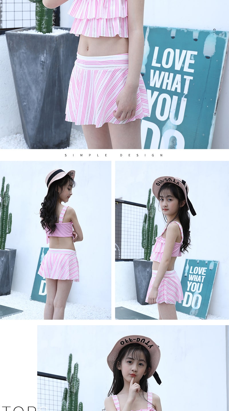Princess Striped Girls Swimsuits Two Pieces Swim Wear Kids Bathing Suits Cute Beach Skirt 9-12Years Children Girls Swimwear 11