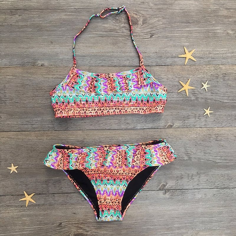 Girls Swim Two-piece Suits Bikinis Print With Flower Girl Bikini Set Swimsuit Children Swimwear Kids Bathing Suit Girl Beachwear 12