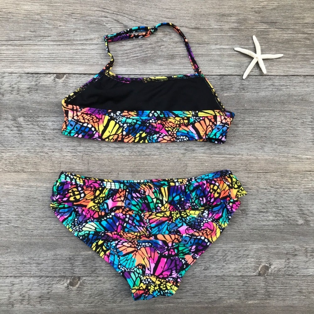 Girls Swim Two-piece Suits Bikinis Print With Flower Girl Bikini Set Swimsuit Children Swimwear Kids Bathing Suit Girl Beachwear 14
