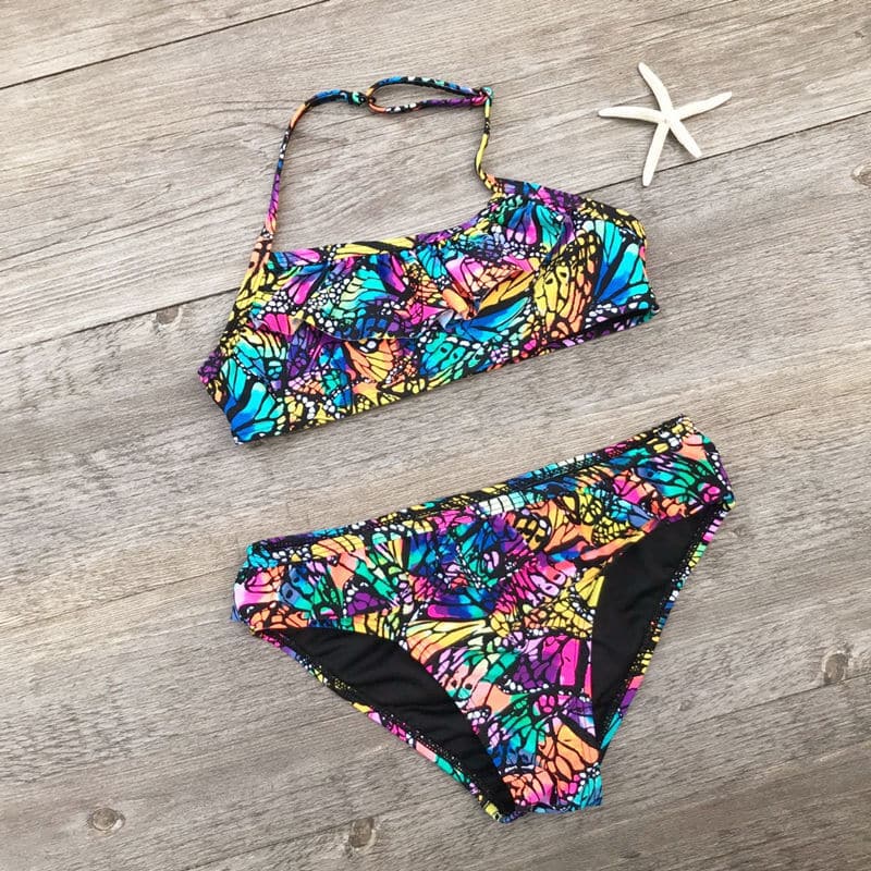 Girls Swim Two-piece Suits Bikinis Print With Flower Girl Bikini Set Swimsuit Children Swimwear Kids Bathing Suit Girl Beachwear 15