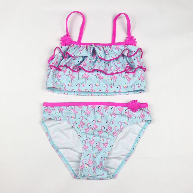 New Hot Baby Girl Split Bikini Girl Swan Pattern Beach Wear Children's Swimwear Girls Split Bikini Kids Cake Layer Swimsuit 1