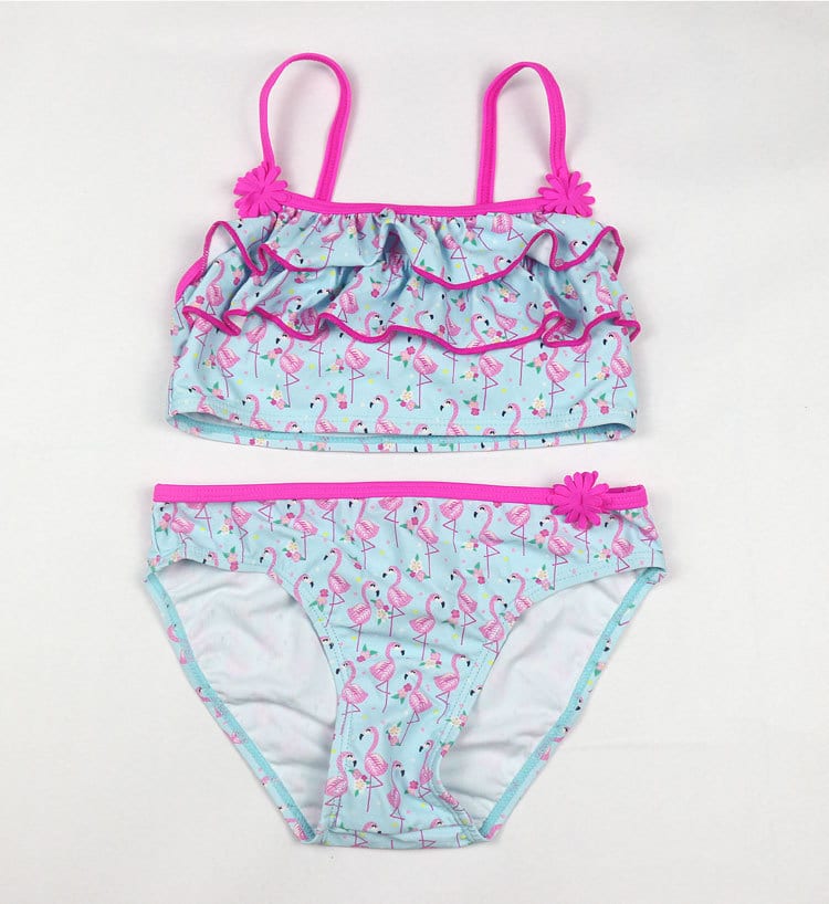 New Hot Baby Girl Split Bikini Girl Swan Pattern Beach Wear Children's Swimwear Girls Split Bikini Kids Cake Layer Swimsuit 4