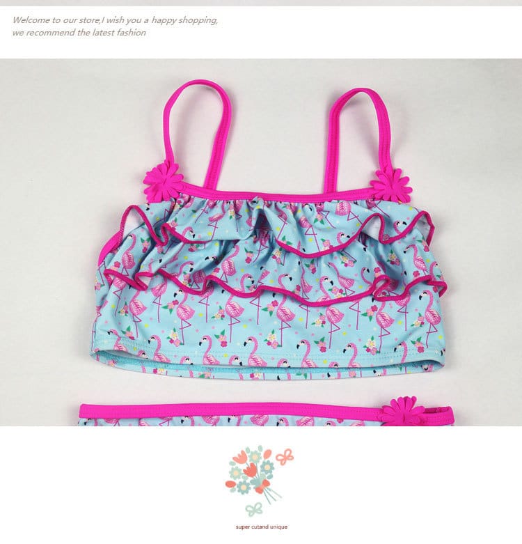 New Hot Baby Girl Split Bikini Girl Swan Pattern Beach Wear Children's Swimwear Girls Split Bikini Kids Cake Layer Swimsuit 5