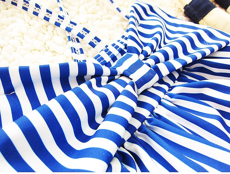 Children Swimsuits For Girls Baby Kids Beach One Piece Swimwear Navy Style Blue Striped Bathing Suit 2-9 Years Swimming Clothing 10
