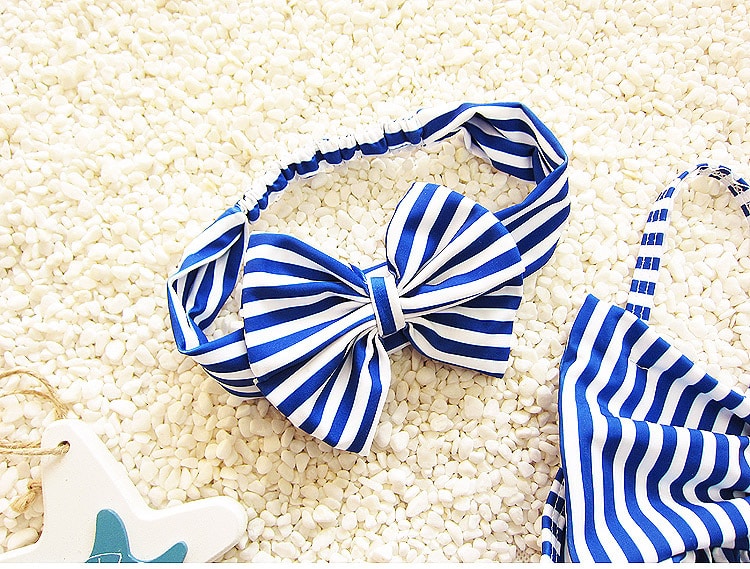 Children Swimsuits For Girls Baby Kids Beach One Piece Swimwear Navy Style Blue Striped Bathing Suit 2-9 Years Swimming Clothing 24