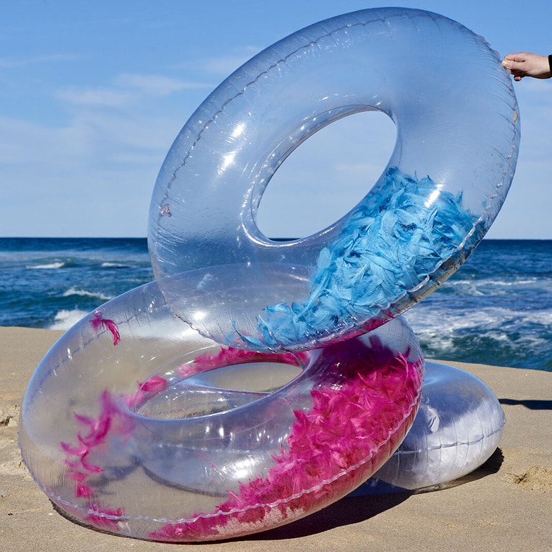 Newest Design Inflatable Feathers Swimming Ring Blue Pink Adult & Kid Swim Circle Tube Beach Summer Water Party Pool Toys 20