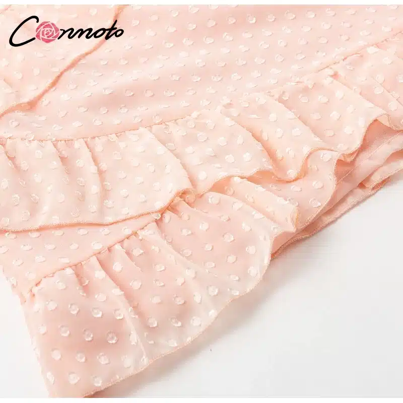 Conmoto Casual Polka Dot Short Dress Girls 2019 Summer NEW One-Shoulder Sleeveless Ruffle Chiffon Dress Women Vestidos 21
