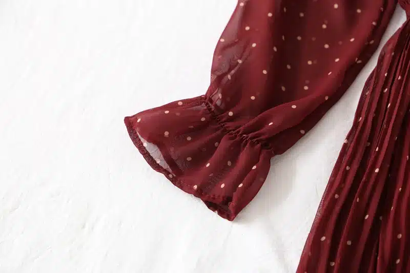 Women Print Pleated Chiffon Dress 2019 Spring Summer New Hot Fashion Female Casual Flare Sleeve Lotus leaf neck Basic Dresses 12