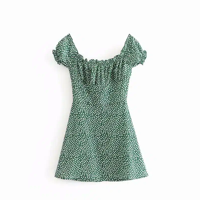 Summer 2019 vestido dress Women Ruffle sleeve button Front Cute Puff Sleeve Vintage boho Mini beach Party maxi Dress femme 7