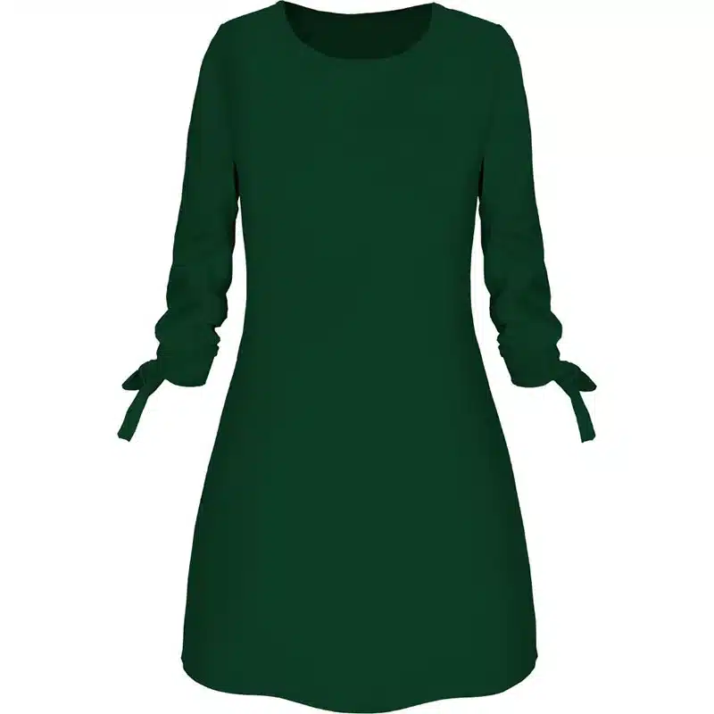New 2019 Spring Summer Fashion Solid Color Dress Casual O-Neck Loose Dress Bow Fashion Beach Female Large Size Dress DR866 7
