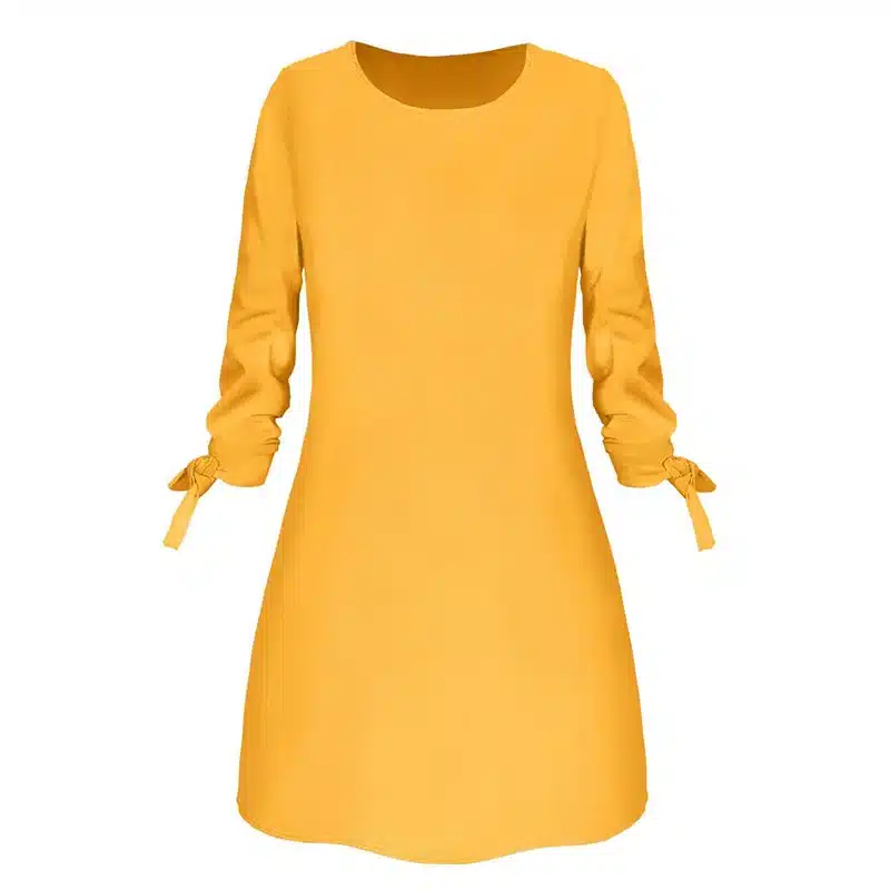 New 2019 Spring Summer Fashion Solid Color Dress Casual O-Neck Loose Dress Bow Fashion Beach Female Large Size Dress DR866 8