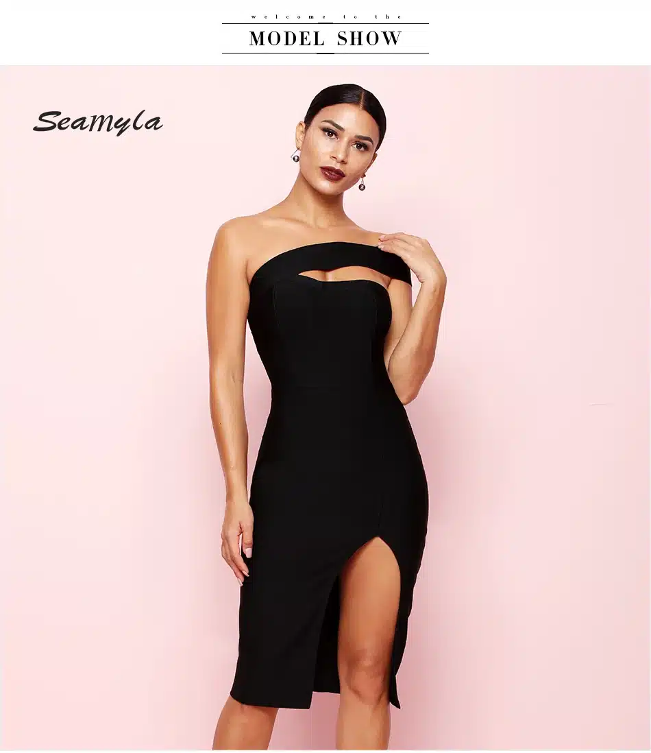 Seamyla 2019 Bandage Dress Sexy White Black Red One Shoulder Bodycon Summer Dress For Women New Celebrity Party Dresses Vestidos 10