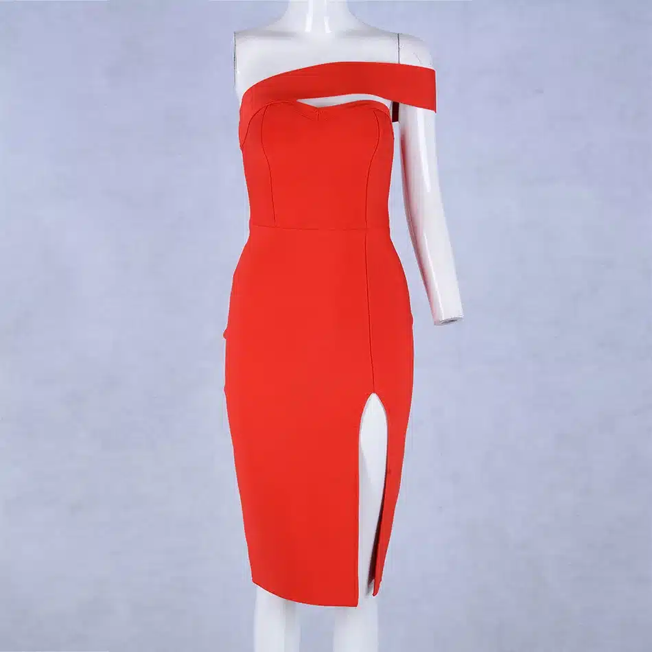 Seamyla 2019 Bandage Dress Sexy White Black Red One Shoulder Bodycon Summer Dress For Women New Celebrity Party Dresses Vestidos 19