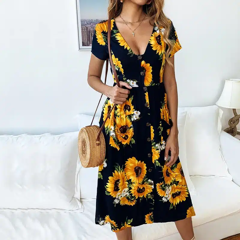 VIEUNSTA Polka Dot Print Sundress 2019 Strapless Ruffle Sashes Tied Bow A-Line Dress Women Button Backless Summer Beach Dresses 35
