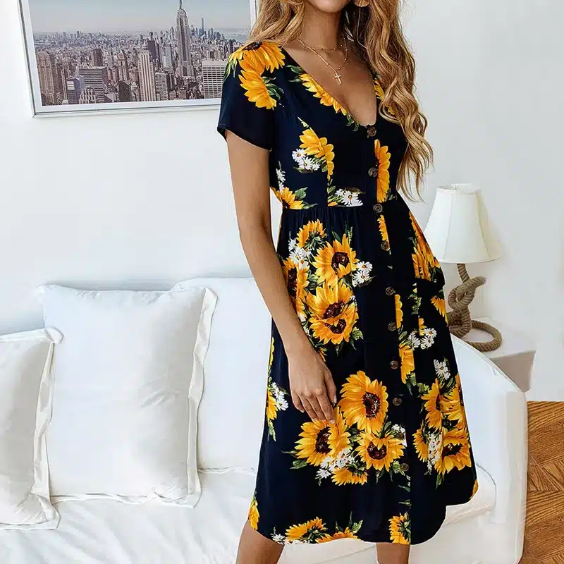 VIEUNSTA Polka Dot Print Sundress 2019 Strapless Ruffle Sashes Tied Bow A-Line Dress Women Button Backless Summer Beach Dresses 36
