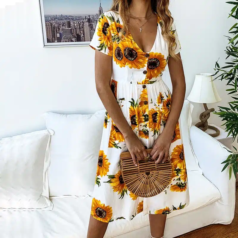 VIEUNSTA Polka Dot Print Sundress 2019 Strapless Ruffle Sashes Tied Bow A-Line Dress Women Button Backless Summer Beach Dresses 38